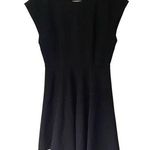 Tibi Black Dress 6 Womens Cap Sleeve Knee Length Career Pleated Knee Length Photo 0