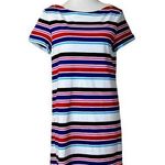 Tommy Hilfiger  Tee Shirt Dress Cotton Red White Pink Blue Stripes Size Large Photo 0