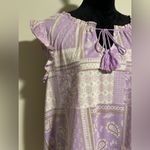 Absolutely Famous NWT  Purple and White Square Paisley patterned blouse size XL Photo 1