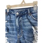 American Eagle Blue Distressed Frayed Hem Highest Rise Baggy Shorts US 16 Photo 6
