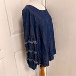 Jane and Delancey  Chambray Blouse Tiered Fringe Sleeves Photo 2