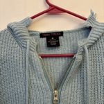 Women's Knit Hoodie Sweatshirt By Trendy ThreadsFull Zip Blue Sz Med Distressed Photo 2