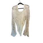 Free People  Ivory White Lace Crochet Desert Daze Bodysuit Tassels size Medium Photo 1