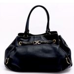 Salvatore Ferragamo Gancini Black Silver tone Hardware Leather Bag Photo 1