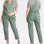 The Nines by Hatch Olive Green Denim Maternity Overalls XL Casual Postpartum Photo 1