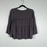 Garnet Hill  3/4 Sleeve Tiered Ruffle Blouse Gray‎ Sz S Photo 5