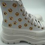 Alexander McQueen $1090 Boxer Dog Calf White Leather Platform Boots NWB 38/8 Photo 2