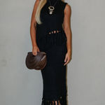 These Three Boutique  Sweater Knit Fringe Skirt Set-Black Photo 0