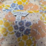 Lucky Brand  Yellow Floral Blouse Size Large V-Neck Long Sleeve Ruffle Hem Top Photo 5