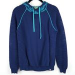 Title Nine  Pullover Navy Knit Hoodie‎ with Patterned Hood Size M Photo 0