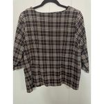 Talbots ‎ Plus Petite Top Black Plaid 3/4 Sleeve Zipper Pockets Photo 1