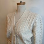 Vintage 80s Daniel Caron Cream Cable Knit Cardigan Wool Angora Wool Medium Photo 2