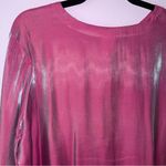 Avon L Blouse Pink Two Tone Dhoop Chao Shimmer Long Sleeve Button Collarless Size L Photo 9