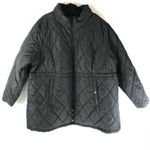 Woman Within Down Quilted Jacket Packable Hood Water Resistant Pockets Black 2X Photo 0