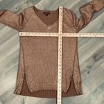 Ella Moss Elsa‎ Moss Beatrix Metallic Copper Penny V Neck Zipper Hem Tunic Sweater Medium Photo 12