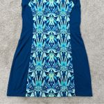 Title Nine  Gidget 2.0 Active Dress Blueprint Cap Sleeve Stretch Blue Geometric L Photo 3