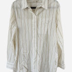 Lafayette‎ 148 New York Ruxton Button Up Shirt Womens Large White Gold Business Photo 0