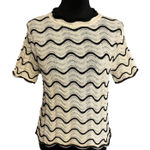 Solitaire  Crochet short sleeve top cream and black size medium‎ Photo 0