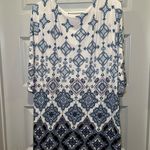 Naïf  Blue/White Print Scoop Neck 3/4 Sleeve Tunic Blouse 1X Photo 8