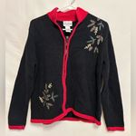 Breckenridge Vintage 90’s Christmas Tree Embroidered Zip Front Holiday Cardigan Size PL Photo 0