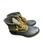 Sperry Top Sider Duck Boots Women Olive Green Waterproof Lace Up Ankle Boots Brown Size 8 Photo 2