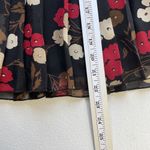 Nine West Women Silk Pleated Floral A Line Skirt Size 6 Black Red Side Zip Lined Photo 9