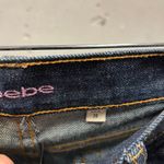 Bebe Y2K Vintage Dark Wash Glitter Pocket Rhinestone Low Rise Flare Jeans 28 Photo 2