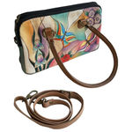 Anuschka Anna by Stained Glass Butterfly Hand-Painted Leather Large Satchel Photo 0