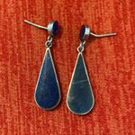 Sterling Silver Woman’s vintage  stud lapis lazuli dangle drop earrings ! Photo 1