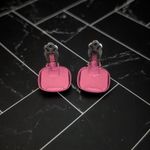 Vintage Clip On Earrings Pink Rounded Square Photo 4