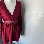 SheIn Burgundy Lace Long Sleeve Dress Photo 5