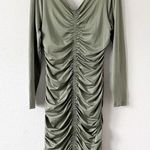 Baltic Born Marta Smocked Long Sleeve Ruched Midi Dress in Sage Green Photo 6