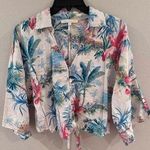 C&C California Tropical Tie Front Button Down Shirt Small Resort Vacation Top Green Photo 0
