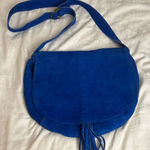 Blue Suede Women's boho crossbody Bag purse large Photo 0