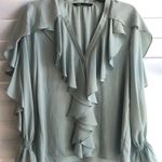 ZARA Mint Ruffle Blouse Photo 0