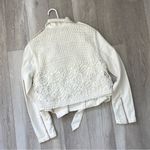 Anthropologie Crochet Canvas Moto Jacket White (xsmall) preppy floral crop work Photo 5