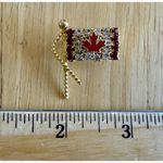 Vintage Canadian Flag Red & Clear Crystal Embellished Brooch‎ EUC Photo 3