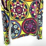 Fuzzi Shirt Womens Small Multi Color Bright Loud Kaleidoscope Print Long Sleeves Yellow Photo 2