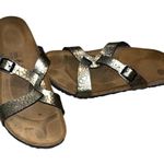 Birkenstocks Birkis Bronze Gold Metallic Scales Snakeskin Print Sandals 41 Photo 1
