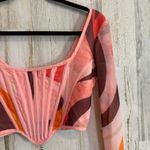 Pretty Little Thing * Colorful Long Sleeve Top Corset Women's Size 4 Sheer Chic Photo 14