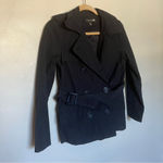 Forever 21 F21 Navy Blue Short Trench Raincoat Jacket w Belt, Size Small Photo 7
