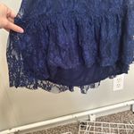 Chelsea and Violet Navy Blue Lace One Shoulder High Low Mini Dress size small Photo 3