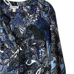 Dress Barn  Popover Blouse Roll Tab Sleeve Top Blue Printed Casual Size 2X Photo 2