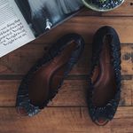 BCBG MaxAzria Open-Toe Wedges in Black | Size 7.5 Photo 0