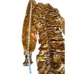 A Peuch Ruched Puff Sleeve Mock Neck Floral Print Mini Dress Brown M Size M Photo 7