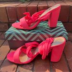 Trary Size 8 Pink Lace Up Gladiator Three Inch Block Heels Photo 2