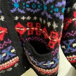 Marsh Landing  Black and Purple Shetland Wool Cardigan L Photo 3