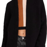 Free People  Slouchy Front Pockets Ottoman Open Knit Black Cardigan Size Small Photo 0