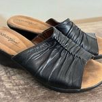 Natural Soul  by Naturalizer Haria Black Leather Wedge Sandals Women’s Size 7.5 Photo 0