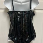 UNBRANDED Black PU Leather Spaghetti Strap Bodysuit Size M Photo 7